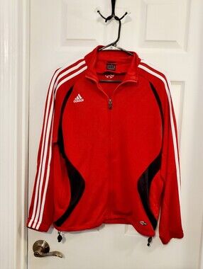 Vintage Adidas Men’s Red Full-Zip Track Jacket 2007 Size M